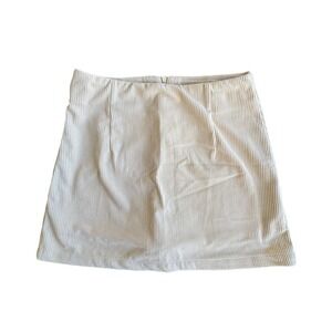 Halara Corduroy Mini‎ Skirt Beige Side Zip Built In Shorts Women's Size S
